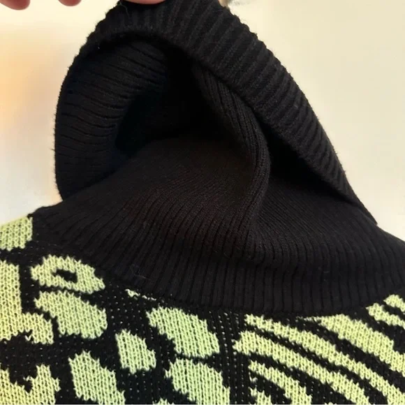 Zara Neon Yellow and Black Animal Print Turtleneck Sweater - Picture 10 of 15